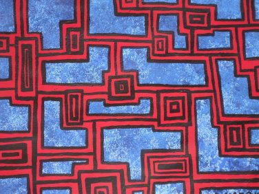 Original blue red and black abstract painting Concept
