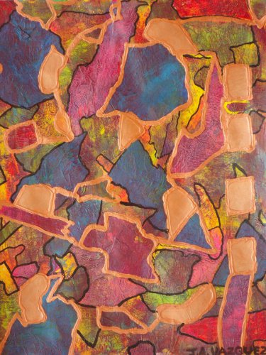 Original abstract mixed media textured painting Copper