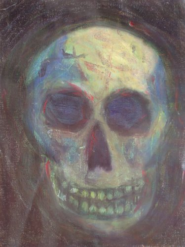 Original Skull painting abstract mixed media