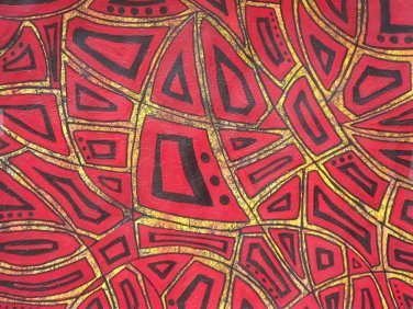 Original abstract textured painting red yellow and black In To The Red