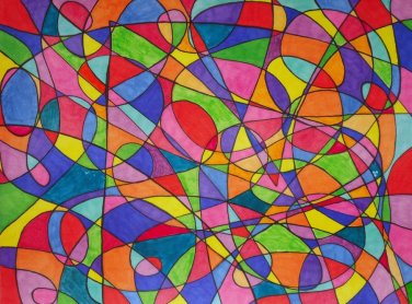 Original colorful ink abstract painting