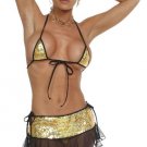 GOLD SEQUINED MICRO MINI SKRT SET SMALL