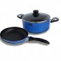 New Jeetee 2 Piece Die casting Blue Non stick Kitchen Cookware Set Pot Frypan