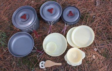 17pcs Outdoor Camp Cooking Set Camping Cookware Set Picnic pot pan for 4-5 persons Free shipping