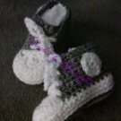 Crocheted high top sneaker baby booties