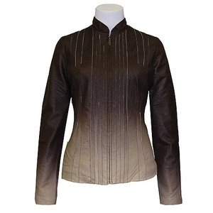 XCVI Ombre Brown Leather Jacket Size L