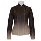 XCVI Ombre Brown Leather Jacket Size M