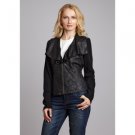 Women's XCVI black leather play bill jacket size S zipper front