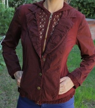Lace Cotton XCVI Burgundy Jacket Size S