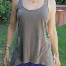 High-Low Knit/Voile Tank, Gray Size M