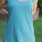 High-Low Knit/Voile Tank,  Turquoise  Size M