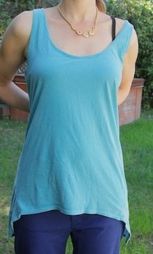 High-Low Knit/Voile Tank,  Turquoise  Size M