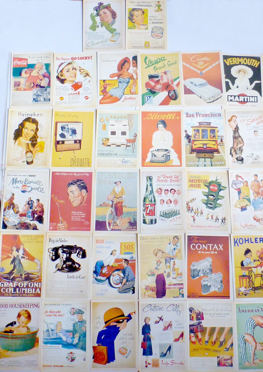 American History Postcards Advertising From The 1930's - 1950's Set Of 32