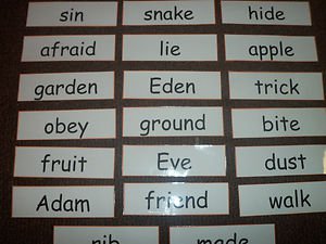 Large Adam and Eve Bible Sight Words - Laminated OR on Felt