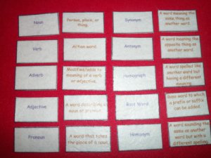 Elementary Language Arts Vocabulary Words & Definitions - FELT or LAMINATED