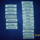 Days of the Week & Months of the Year FELT OR LAMINATED CARDSTOCK