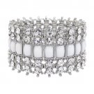 Crystal Stretch Cuff Vintage Fashion Bracelet White  BR00285-WT