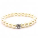 Bridal Wedding Pearl Crystal Pave Rings Bracelet Cream BR00297-CM