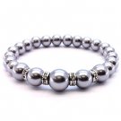 Bridal Wedding Pearl Crystal Pave Rings Bracelet Gray BR00298-GY