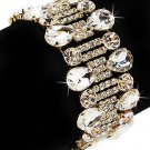 Bridal Wedding Jewelry Crystal Rhinestone Teardrop Bead Stretch Bracelet Gold BR00320GDCL