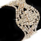Bridal Wedding Jewelry Crystal Rhinestone Extra Wide Stunning Bracelet Silver BR00322GDCL