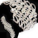 Bridal Wedding Jewelry Crystal Rhinestone Extra Wide Stunning Bracelet Silver  BR00323RDCL