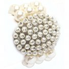 Bridal Wedding Jewelry LG Cluster Crystal Pearls Stretch Bracelet Silver Ivory BR00335RDCLIV