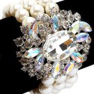 Bridal Wedding Jewelry Stunning Crystal Pearl MT Strands Bracelet Silver Ivory BR00336RDCLIV