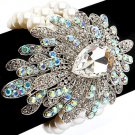 Bridal Wedding Jewelry Stylish Crystal Pearl Strands Stretch Bracelet Silver Ivory  BR00337RDABIV