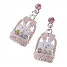 Spring Easter Jewelry Bunny in Easter Egg Basket Crystal Earring Silver Pink  ER00389BKRDPK