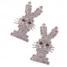 Spring Easter Jewelry Crystal Rhinestones Bunny Charm Stud Earrings Silver Clear ER00389RARDCL