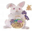 Spring Easter Jewelry White Bunny with Gold Basket Crystal Brooch Pin Pink BH00032BKGDPK