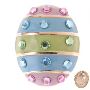 Spring Easter Jewelry Egg Multi-Colored Crystal Rhinestone Charm Brooch Pin Gold BH00032EGGDMT