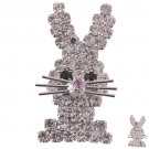 Spring Easter Jewelry Crystal Rhinestones Bunny Charm Brooch Pink Silver Clear  BH00032RARDCL