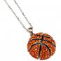 Sport Basketball Crystal Rhinestone Enamel Pendant 18 Long Chain Necklace NE00017BKRDOR