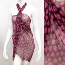 Beach Sarong Pareo Wrap Heart Fuchsia Pink Brown SFBP004