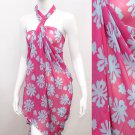 Beach Sarong Pareo Wrap Flower Fuschia Turquoise SFBP018