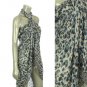 Beach Sarong Pareo Shawl Wrap Leopard N Border Blue SFBP030-BL