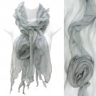 Beautiful Rose Floral Corsage Chiffon Lightweight Fashion Scarf Gray SF00297GY