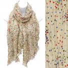 Multi Color Dot Print Wrinkle Shawl Fashion Scarf Beige  SF00294BE
