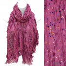Multi Color Dot Print Wrinkle Shawl Fashion Scarf Fuchsia SF00294FU