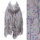 Multi Color Dot Print Wrinkle Shawl Fashion Scarf Gray SF00294GY