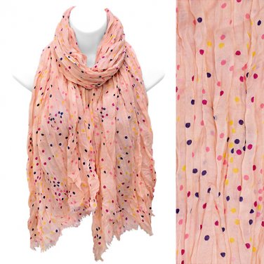 Multi Color Dot Print Wrinkle Shawl Fashion Scarf Pink SF00294PK