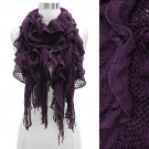 Vintage Net Design Ruffle with Fringe Cold Weather Fashion Scarf Purple SF00298PU