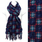 Plaid Block Check Pattern Design Double Side Muffler Scarf Navy Blue SF00299NVBL
