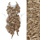 Silk Feel Velvet Stretch Ruffle Fashion Scarf Soft Glamorous Beautiful Beige SF00305BE