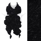 Silk Feel Velvet Stretch Ruffle Fashion Scarf Soft Glamorous Beautiful Black  SF00305BK