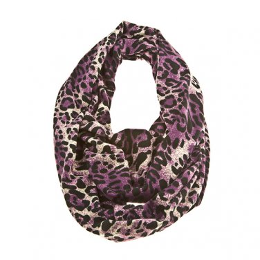 Leopard Pattern Animal Print Loop Infinity Fashion Scarf Black Purple SF00307PU