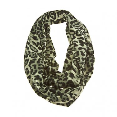 Leopard Pattern Animal Print Loop Infinity Fashion Scarf Black Gray SF00307GY