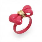 Adorable Cute Epoxy Bow Tie Ribbon Adjustable Stretch Fashion Ring Fuchsia Pink  RG00171PK